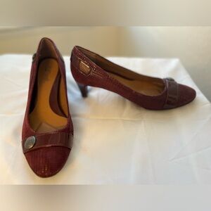 Euro soft by Sofft Red Plaid Suede with Patent Leather Loafers Size 6.5